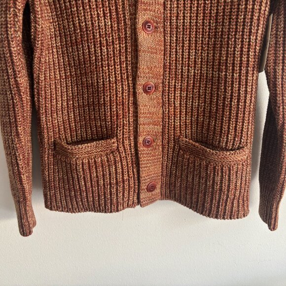 BNWT RRL Thick Rust Marl Wool Cotton Shawl Collar Cardigan - Small Made in USA - Picture 3 of 12